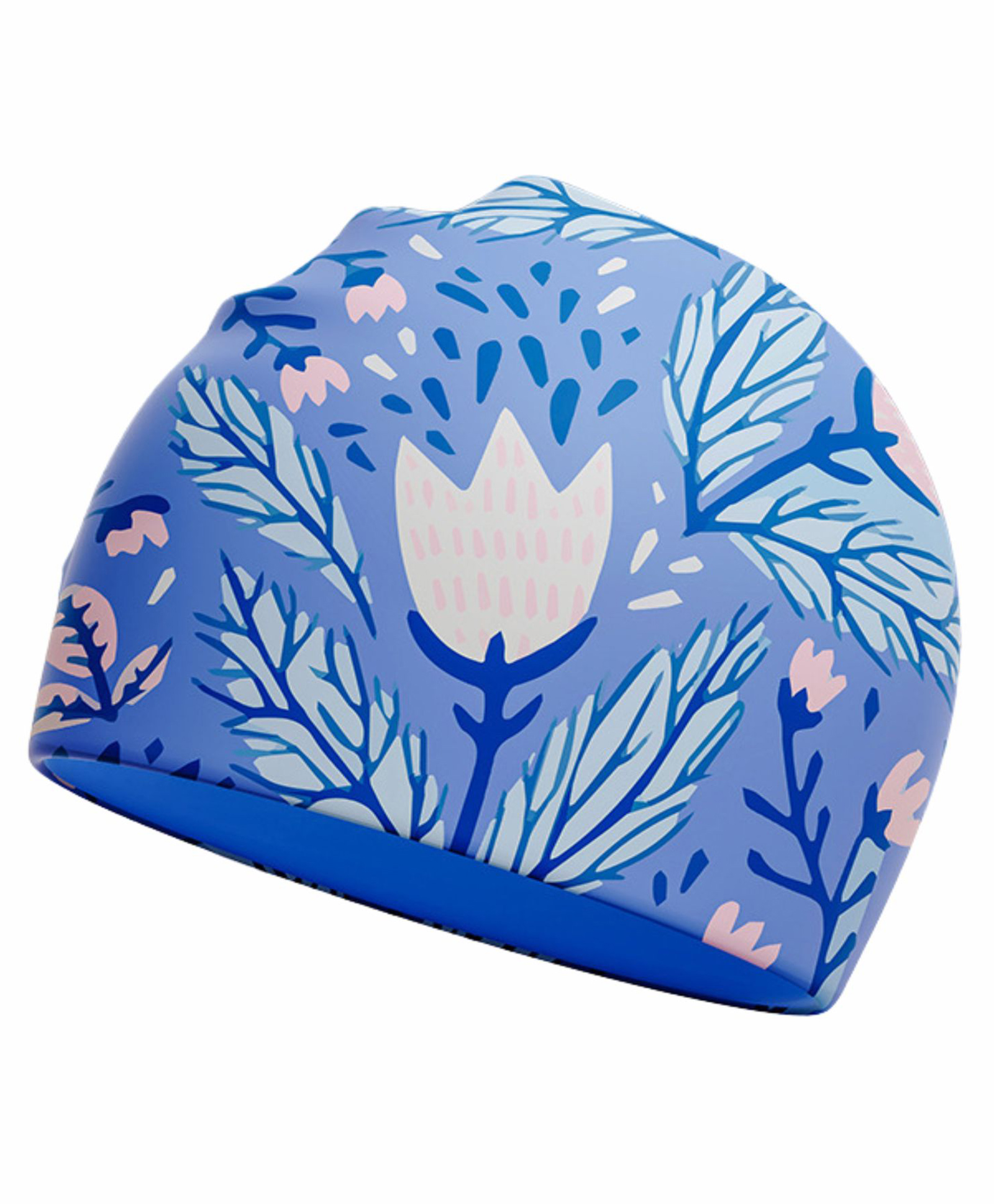 Little Surprise Box Leaf & Bloom Print Silicone Swimming Cap - Blue-image-11