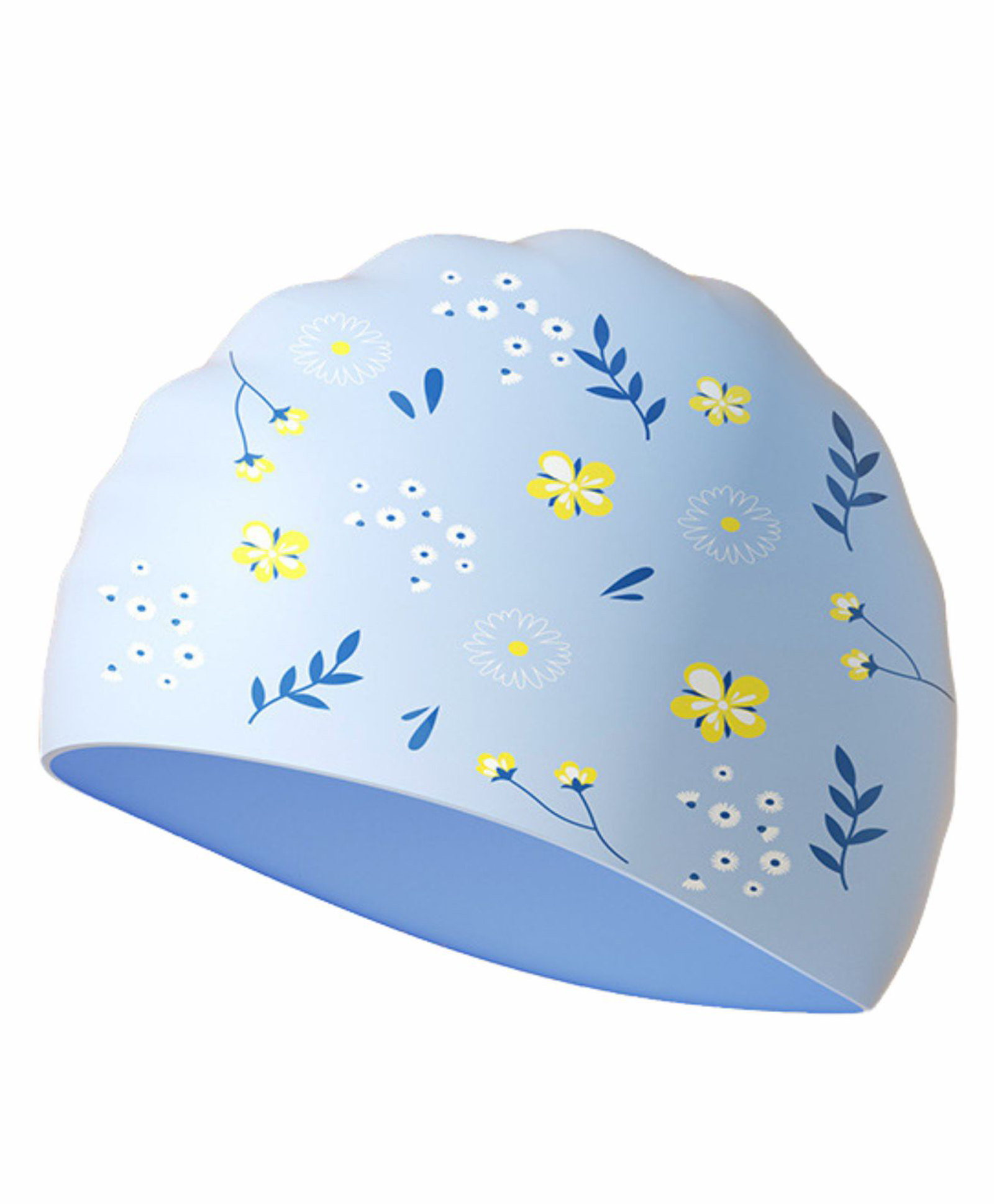 Little Surprise Box Small Flower Print Silicone Swimming Cap - Blue-picture-28