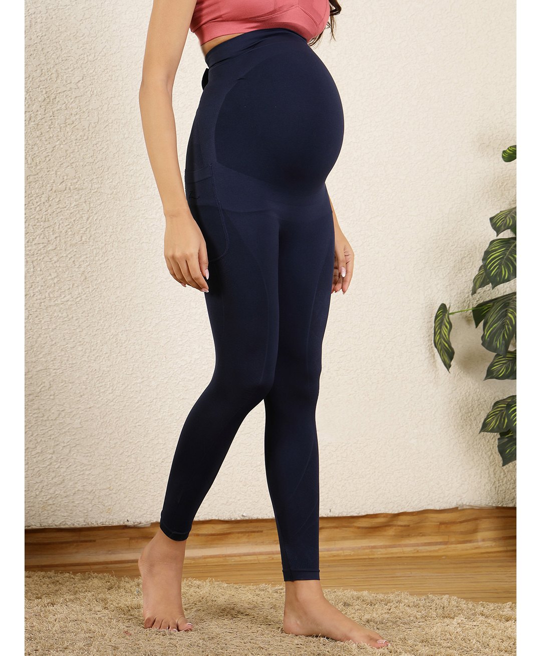 Zelena Solid High Waist Leggings - Navy Blue-picture-16