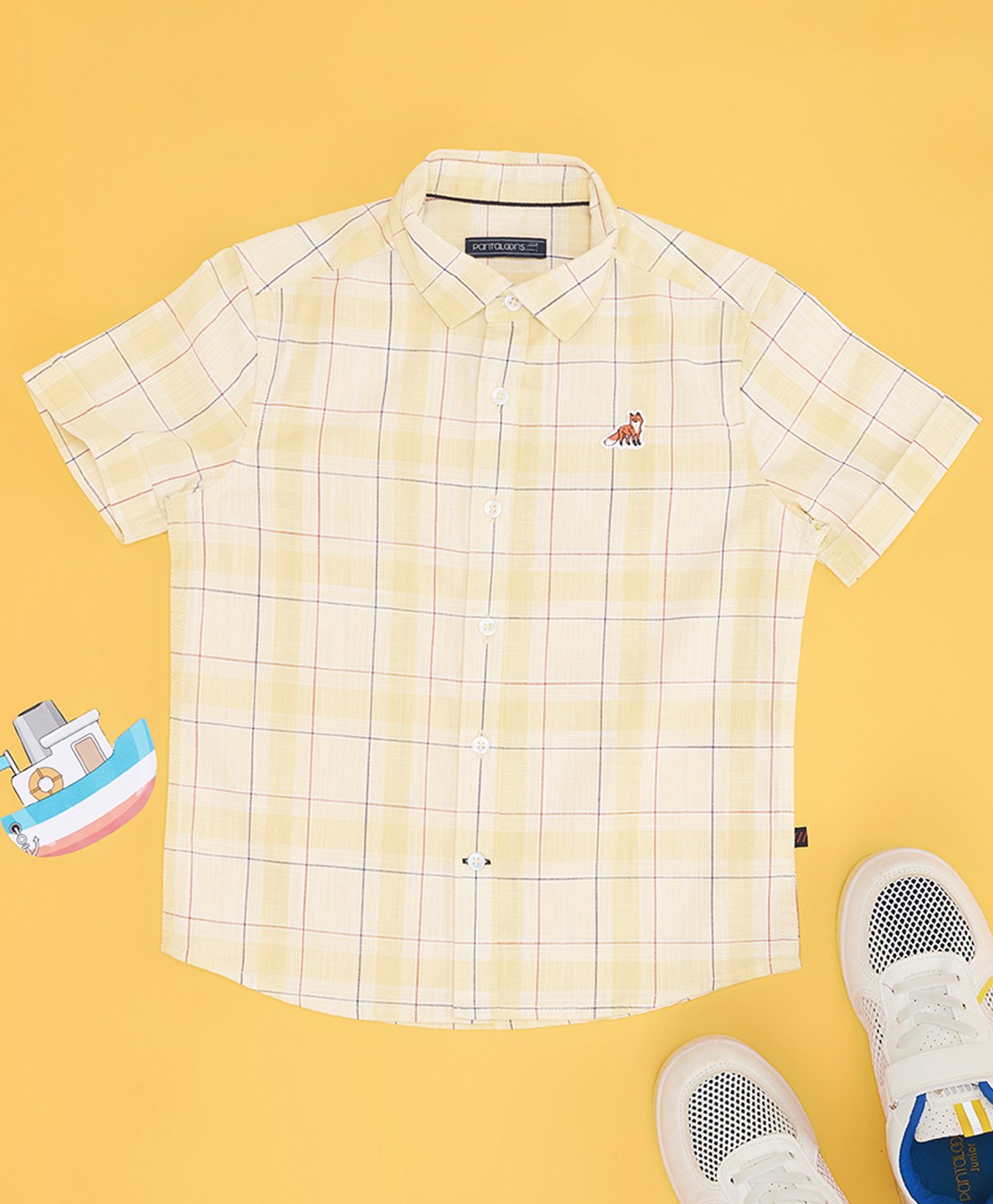 Pantaloons Junior Cotton Half Sleeves Checked Shirt - Light Yellow-picture-18