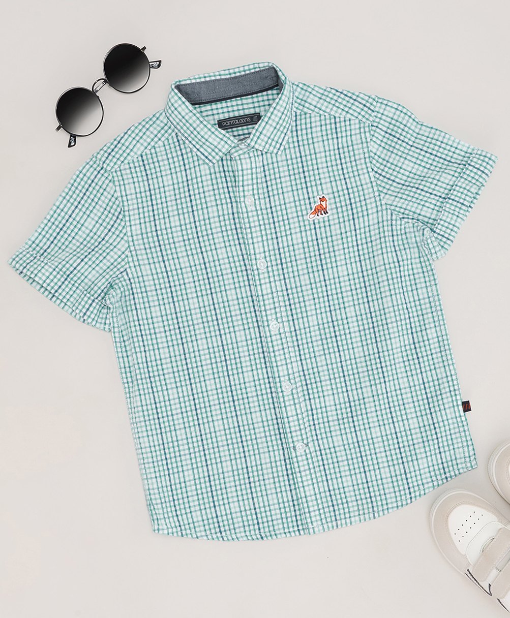 Pantaloons Junior Cotton Half Sleeves Checked Shirt - Blue-image-23