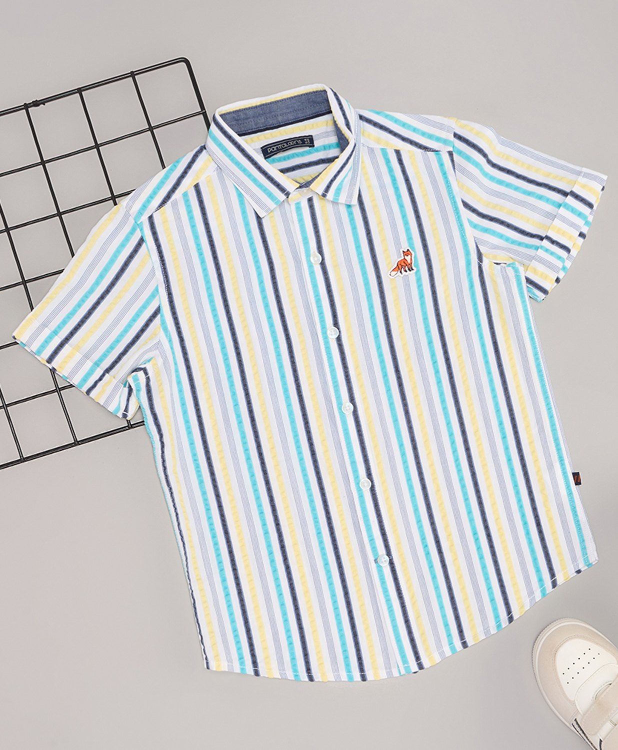Pantaloons Junior Cotton Half Sleeves Striped Shirt - Multi Colour-picture-29