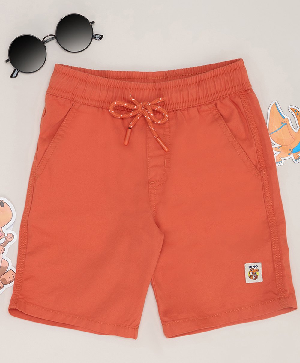 Pantaloons Junior Dinosaur Patch Detailed Shorts - Nasturtium-picture-13
