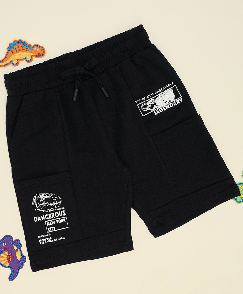 Pantaloons Junior Dangerous Text Printed Shorts - Jet Black-image-45