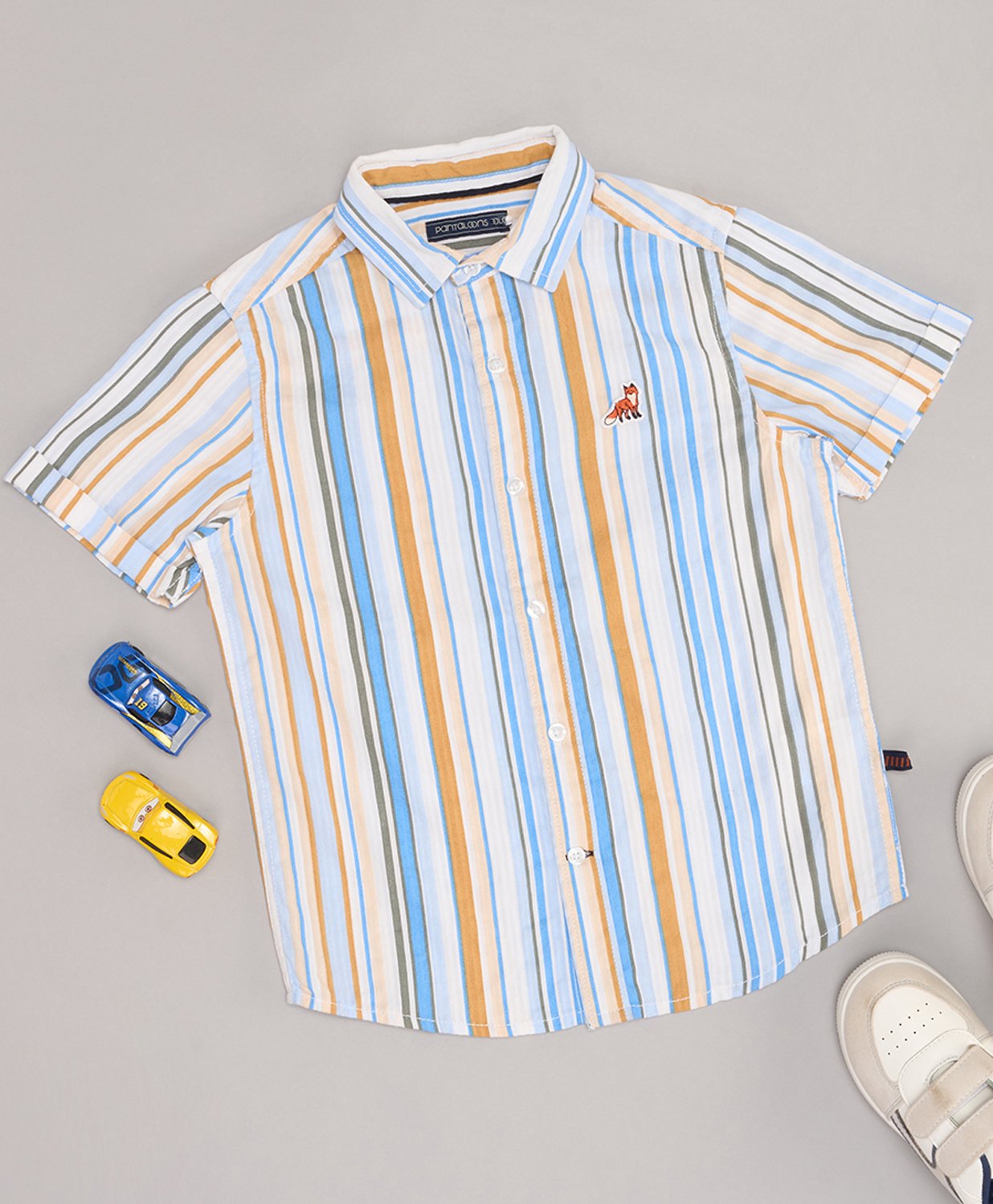 Pantaloons Junior Cotton Half Sleeves Striped Shirt - Multi Colour-picture-13