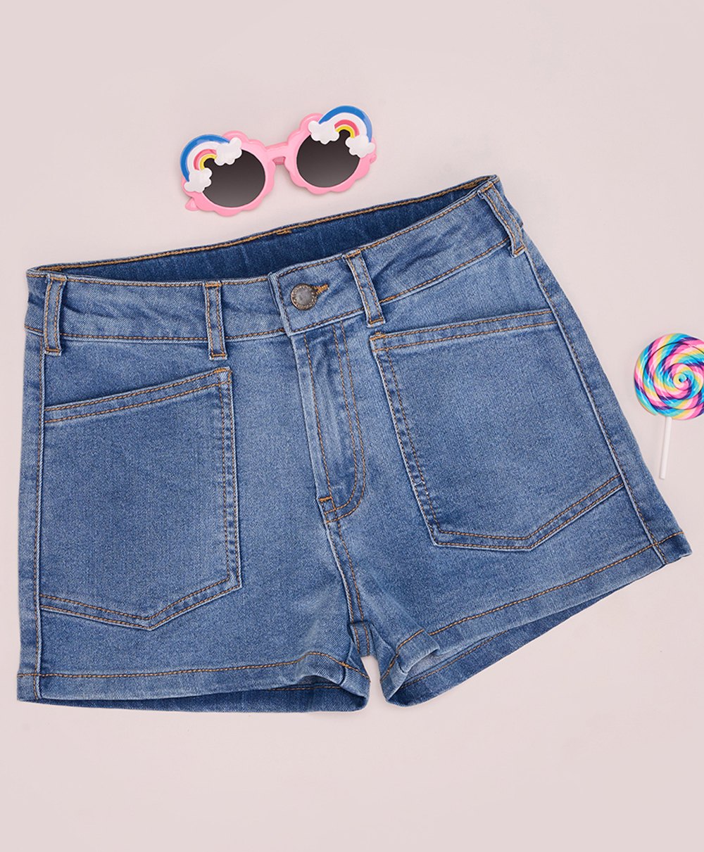 Pantaloons Junior Denim Solid Shorts - Blue-picture-34