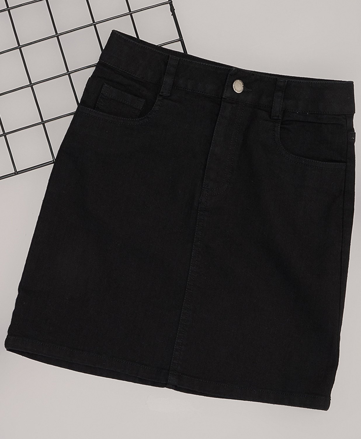 Pantaloons Junior Denim Solid Skirt - Black-picture-12