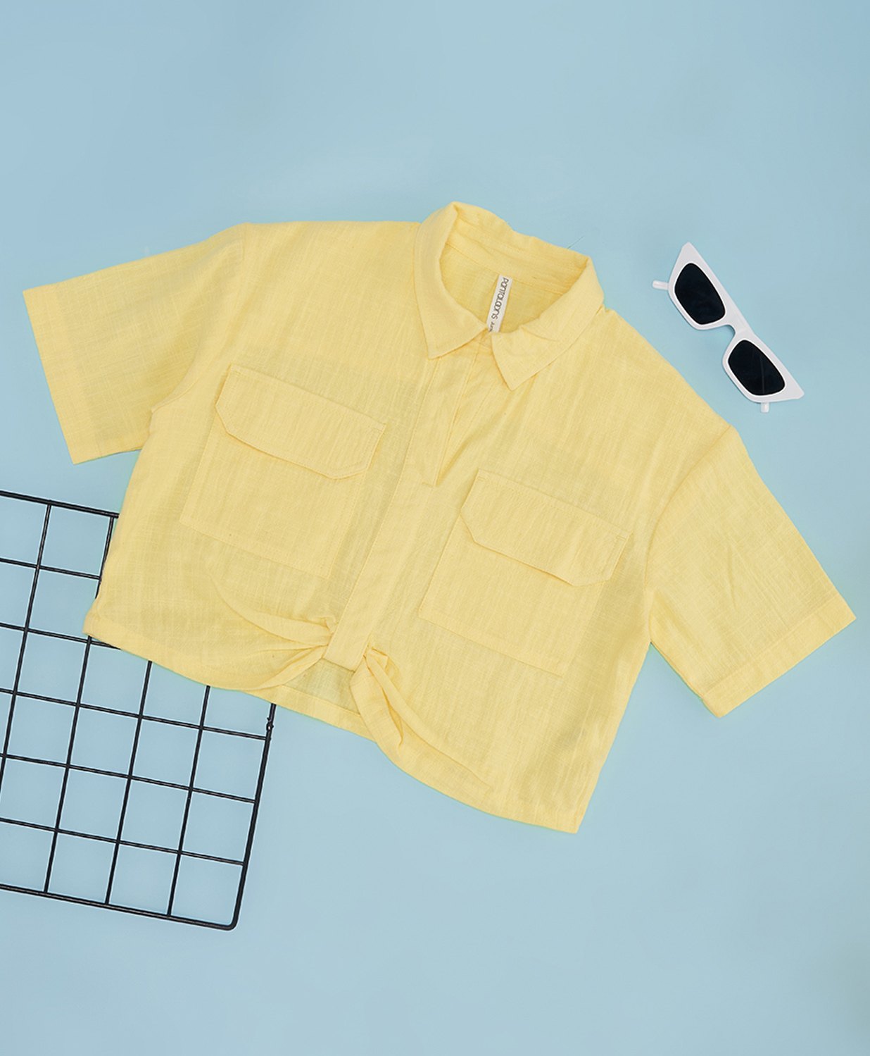 Pantaloons Junior Cotton Half Sleeves Solid Shirt Style Top - Yellow-picture-31