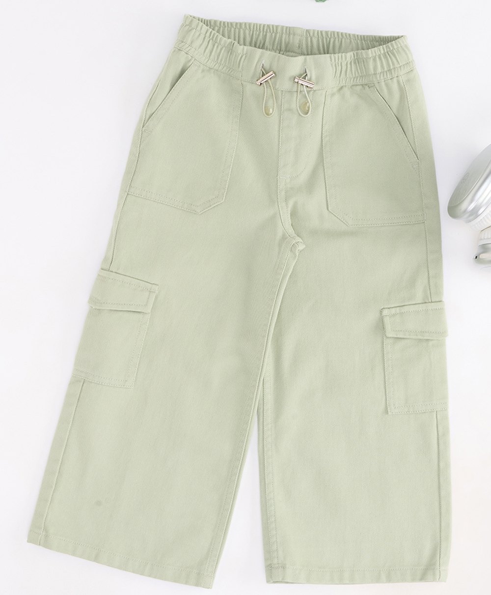 Pantaloons Junior Cotton Solid Trousers - Olive Green-picture-17