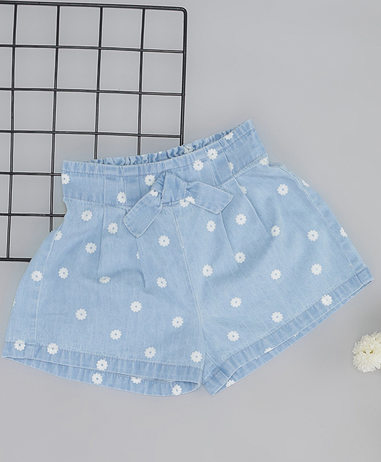 Pantaloons Junior Cotton Floral Printed Shorts - Light Blue-picture-11