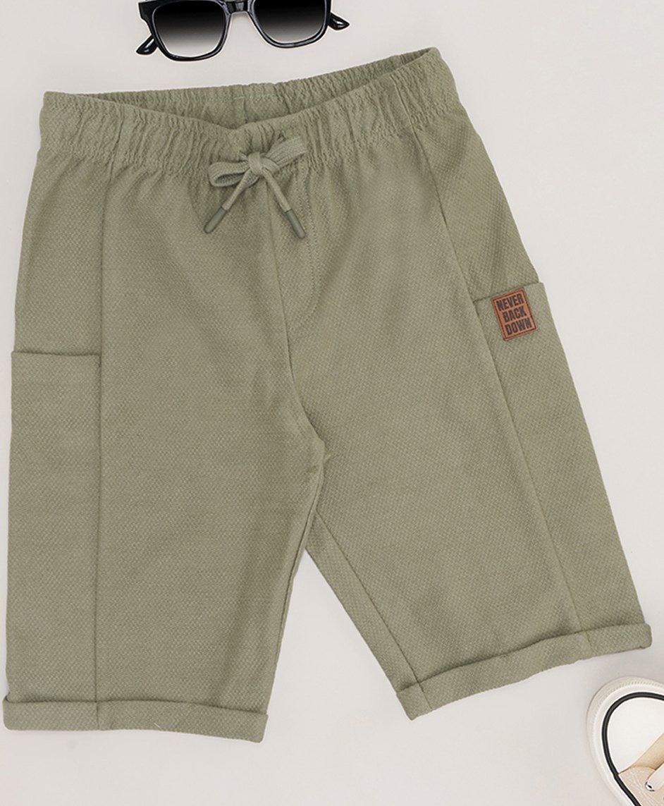 Pantaloons Junior Cotton Solid Shorts - Olive Green-image-49