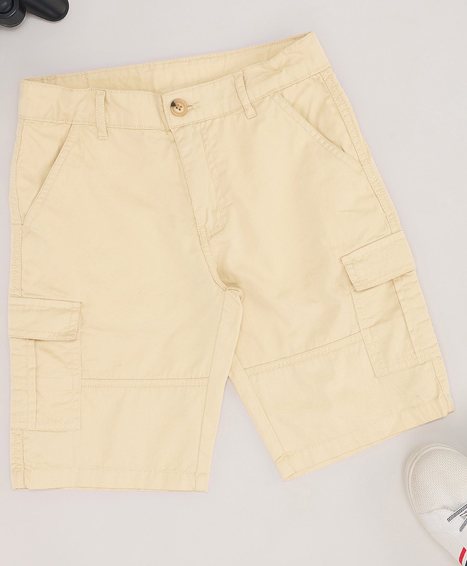 Pantaloons Junior Cotton Solid Shorts - Cream-picture-21