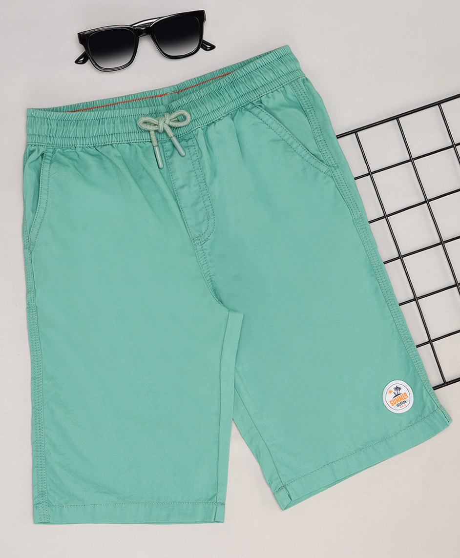 Pantaloons Junior Cotton Solid Shorts - Light Green-picture-27