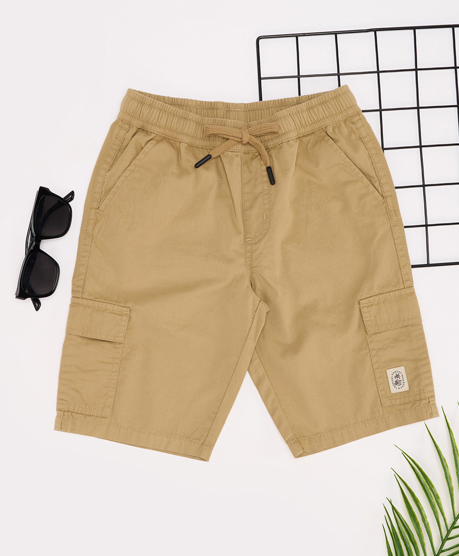 Pantaloons Junior Cotton Solid Shorts - Khaki-image-26