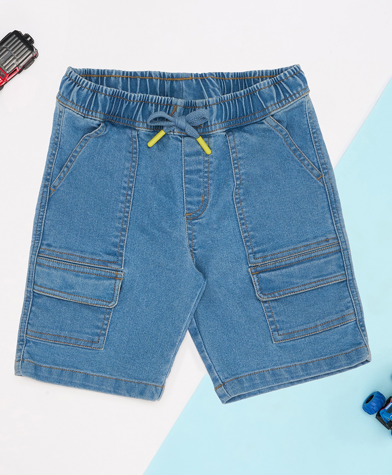 Pantaloons Junior Denim Mild Washed Shorts - Light Blue-picture-32