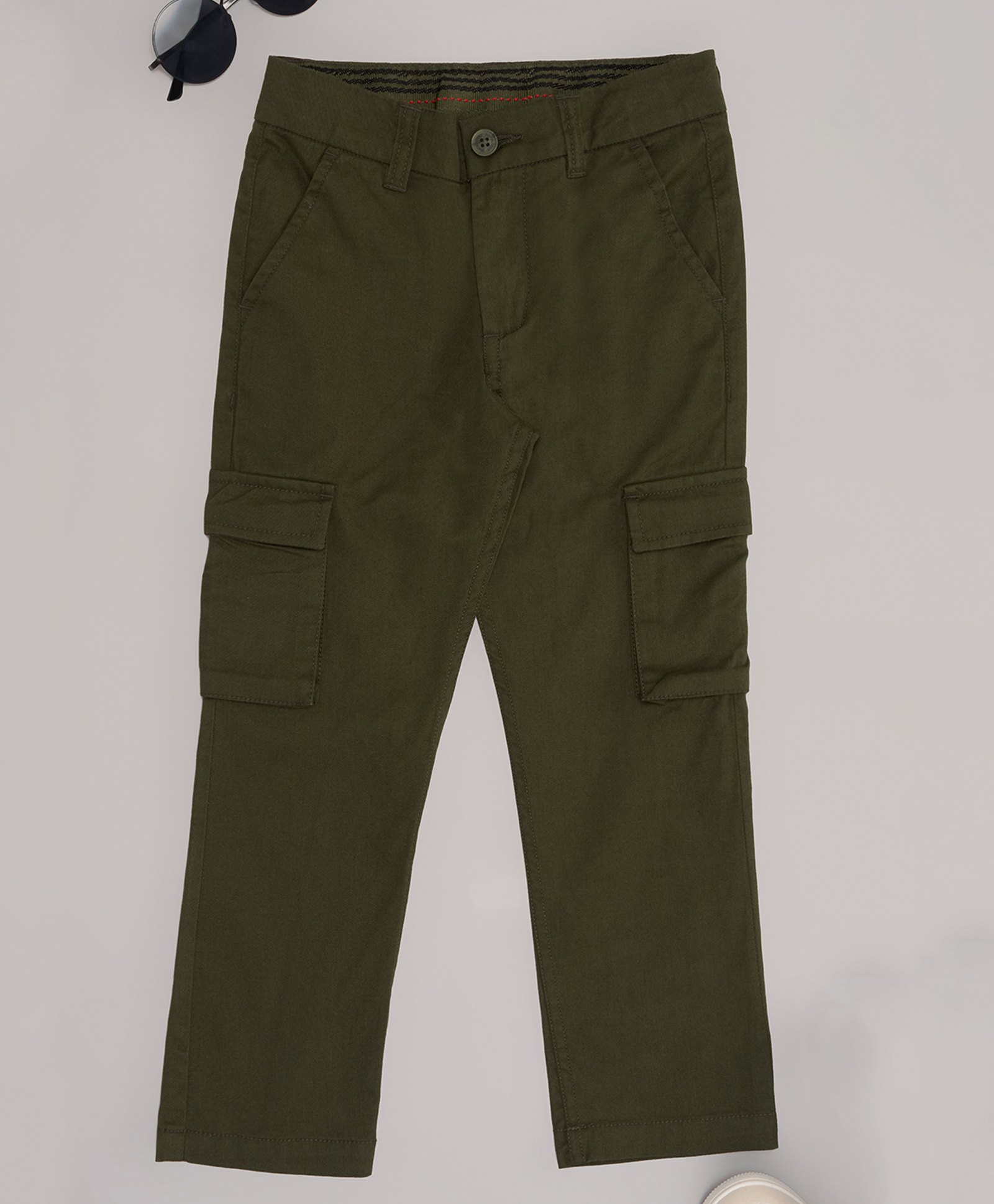 Pantaloons Junior Cotton Solid Pocket Detailed Pant - Deep Olive-image-30