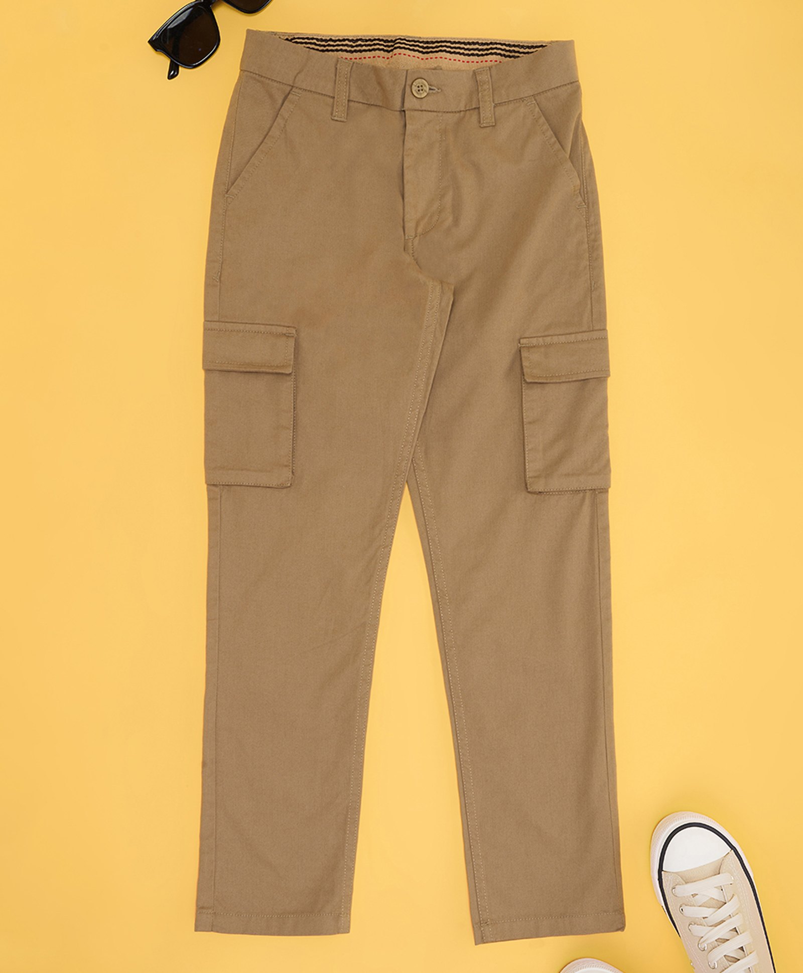 Pantaloons Junior Cotton Solid Pocket Detailed Pant -Dusky Dull Green-picture-35