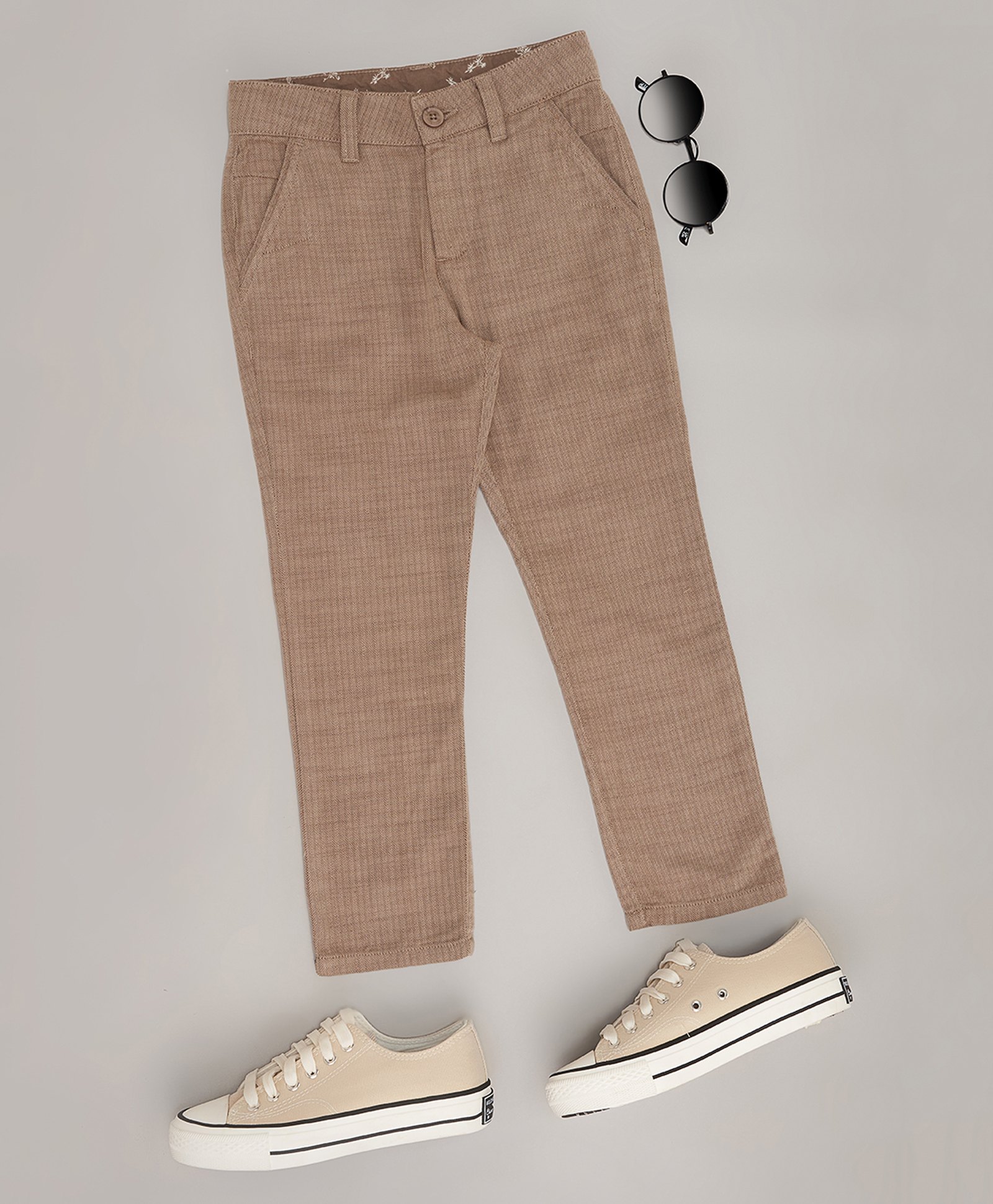 Pantaloons Junior Cotton Chervon Printed Trousers - Doeskin-image-45