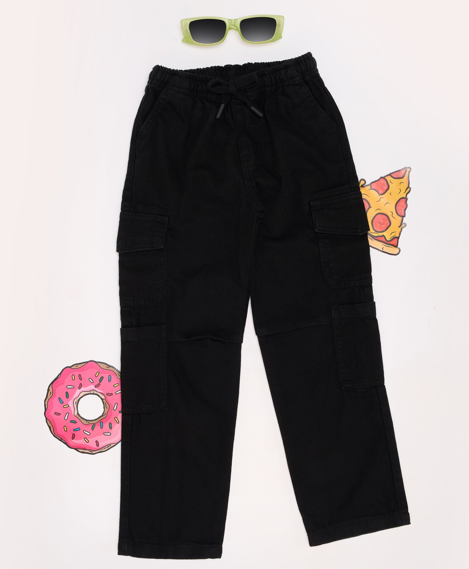 Pantaloons Junior Cotton Solid Pocket Detailed Jeans - Black-picture-18