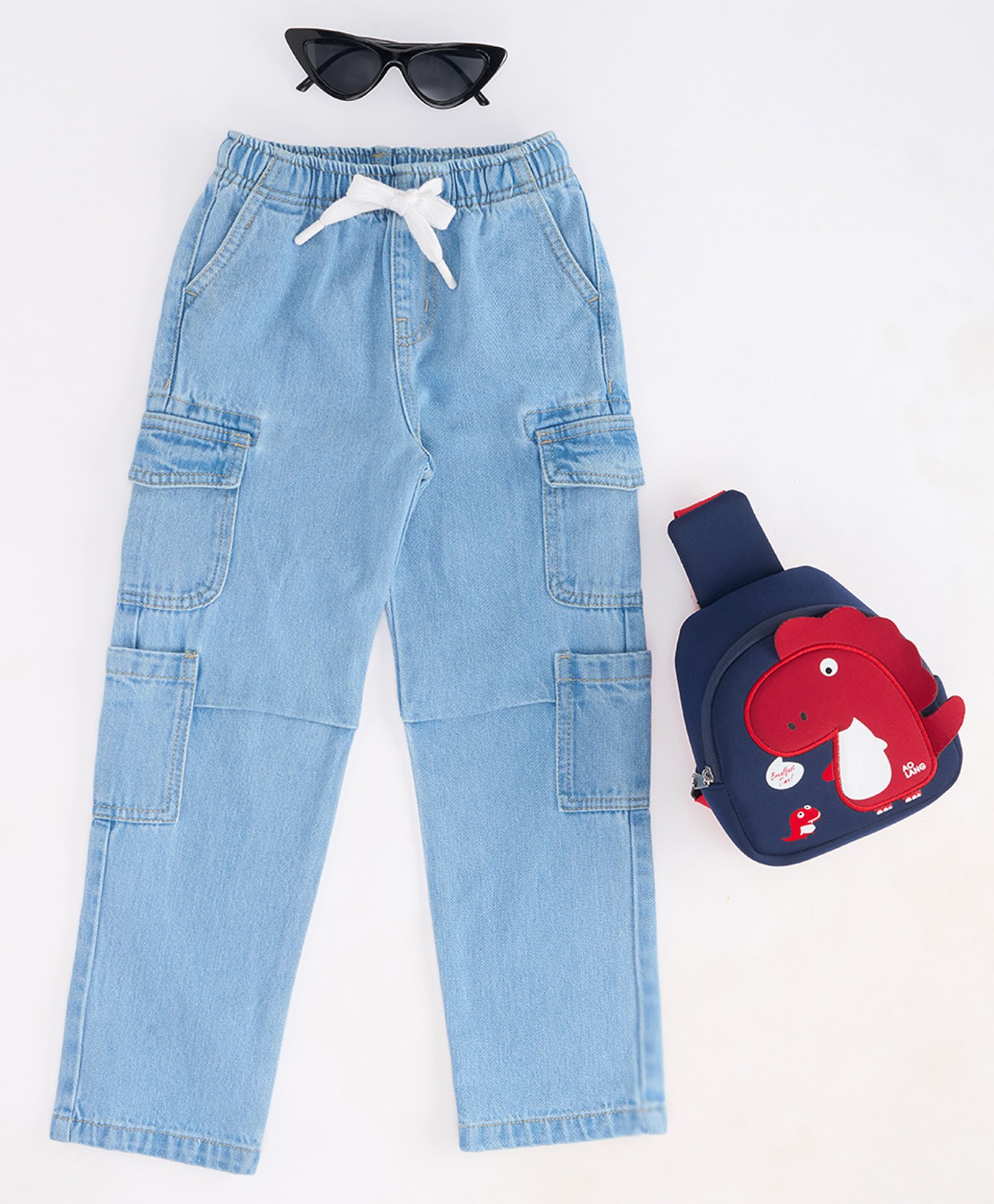 Pantaloons Junior Cotton Solid Pocket Detailed Jeans - Light Blue-picture-22
