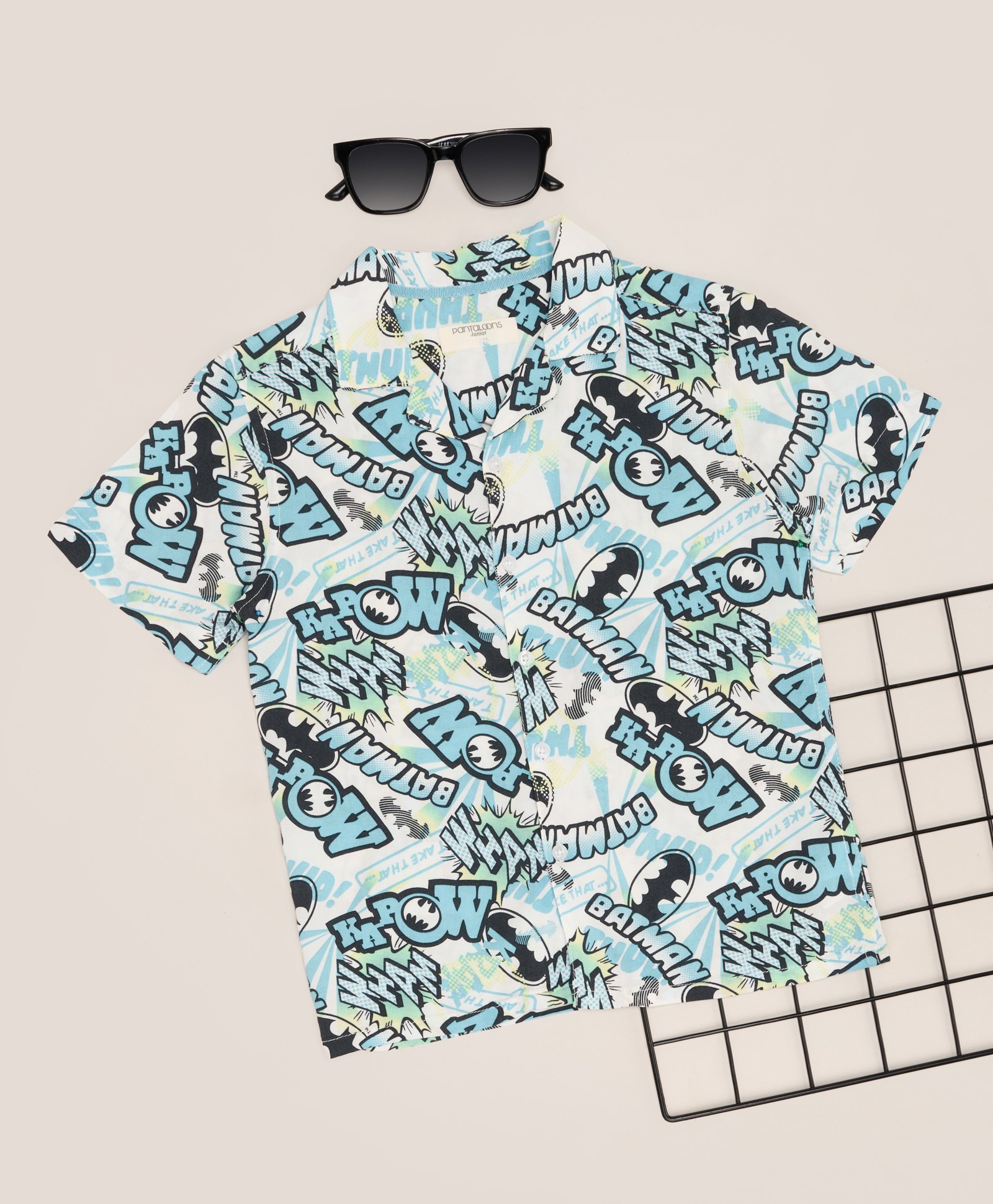Pantaloons Junior Rayon DC Comics Featuring Half Sleeves Batman Logo Printed Shirt - Blue-picture-16