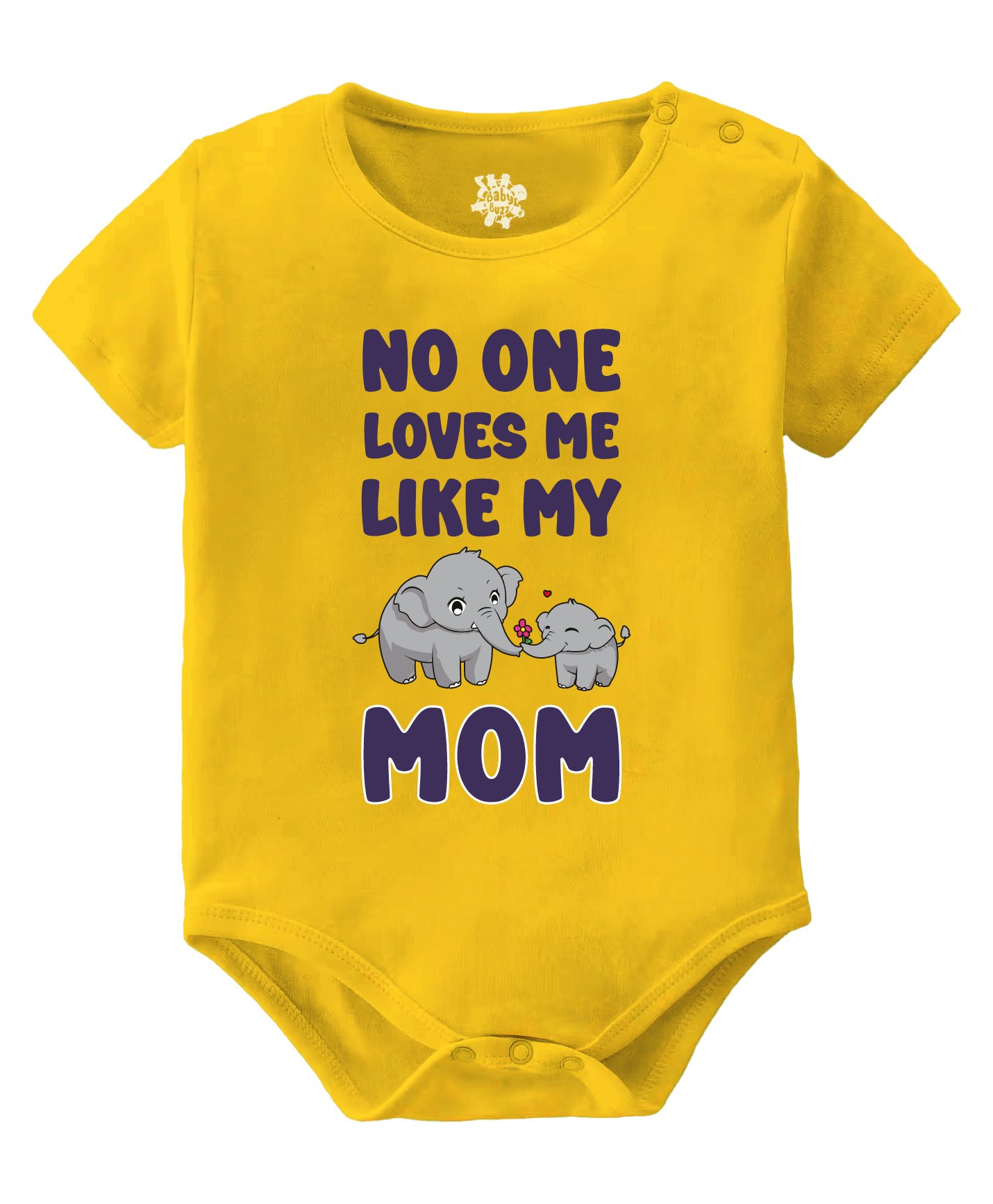 Baby Buzz Mothers Day Theme 100% Cotton Half Sleeves No One Loves Me Like My Mom Text Printed Onesie - Yellow-picture-19