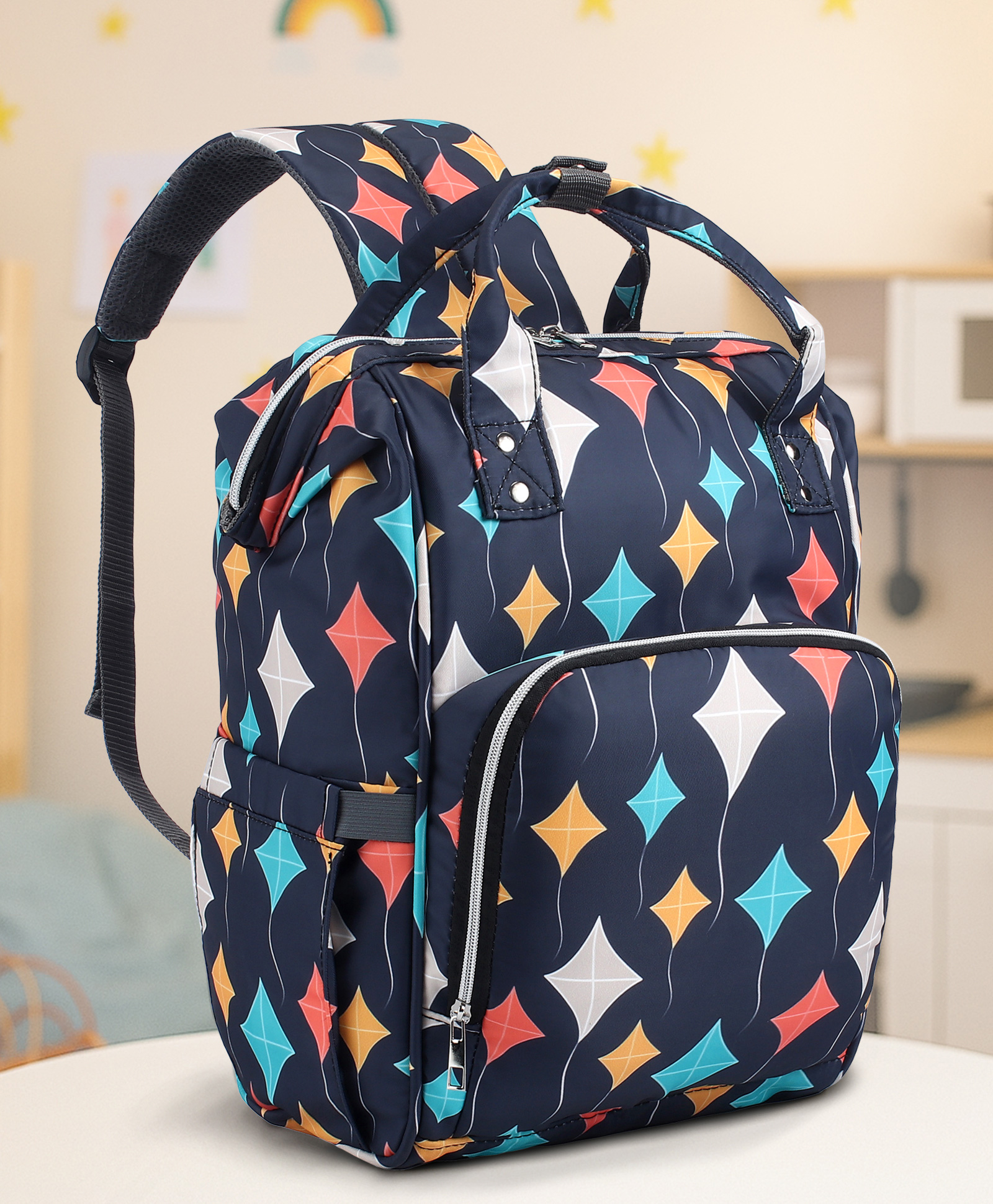 fab n funky Multipurpose Spacious Diaper Backpack With Kite Print - Navy Blue-picture-19