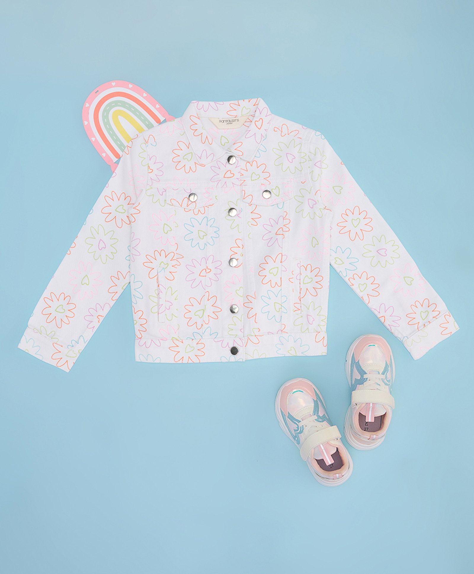 Pantaloons Junior Cotton Full Sleeves Floral Printed Jacket - White-image-49