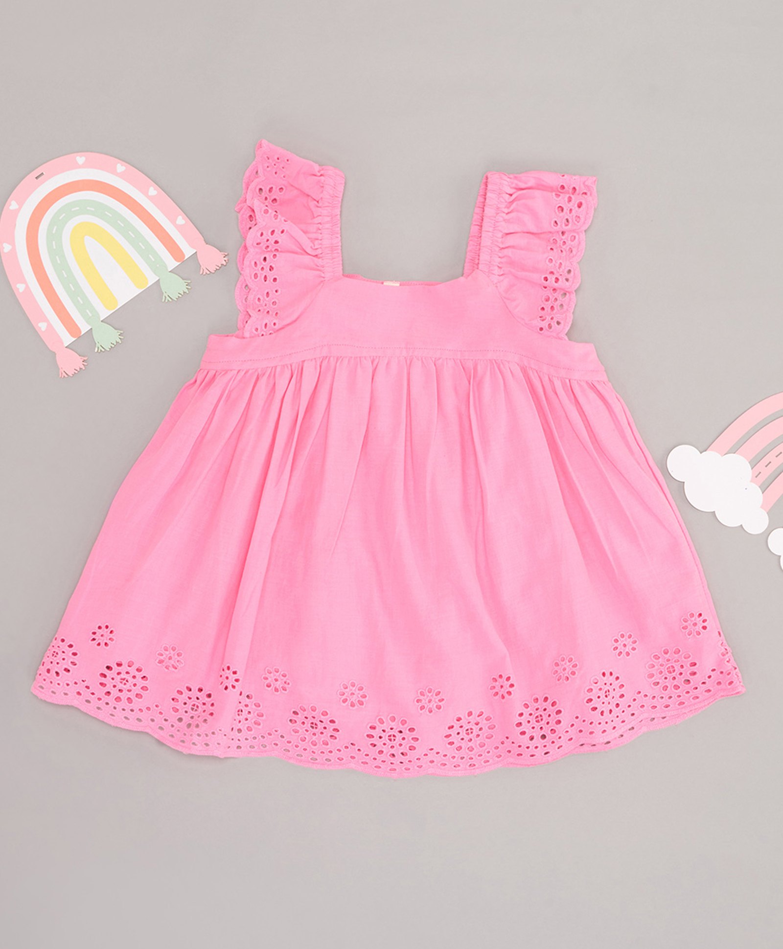 Pantaloons Baby Cotton Sleeveless Floral Schiffli Embroidered Top - Pink-image-43