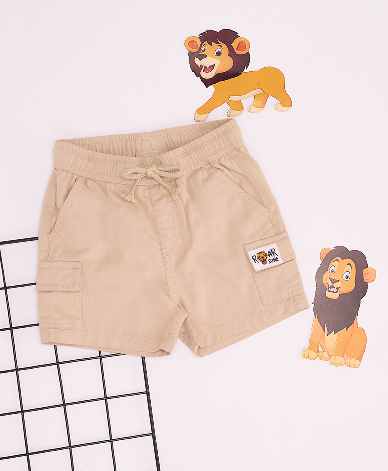 Pantaloons Baby Roar Some Text Patch Embroidered Shorts - Birch-image-28