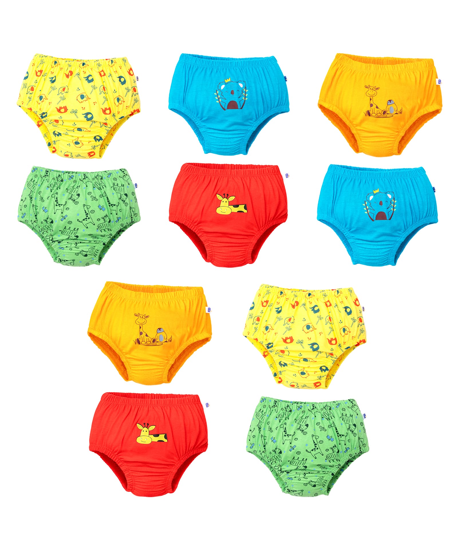 SuperBottoms Pure Cotton Pack Of 10 Animals Printed Panties - Multi Colour-picture-20