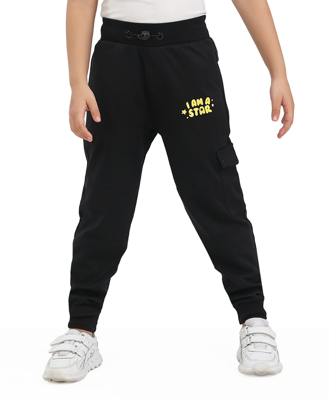 SuperBottoms Premium Cotton I Am A Star Text Printed Stretchable & Adjustable Pajama - Black-image-32