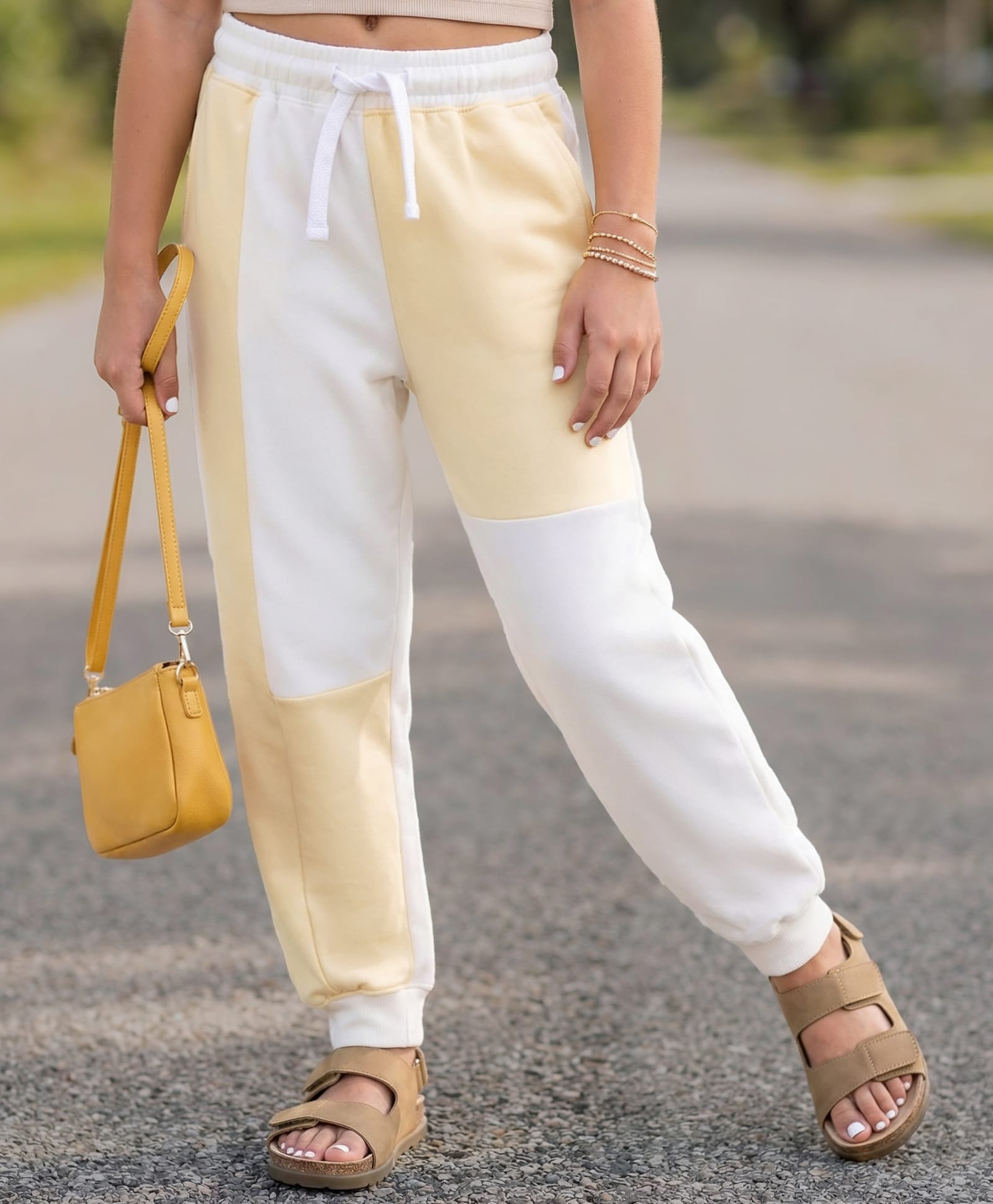 Pine Kids 100% Cotton Full Length Cut & Sew Lounge Pant - Light Yellow & White-picture-10