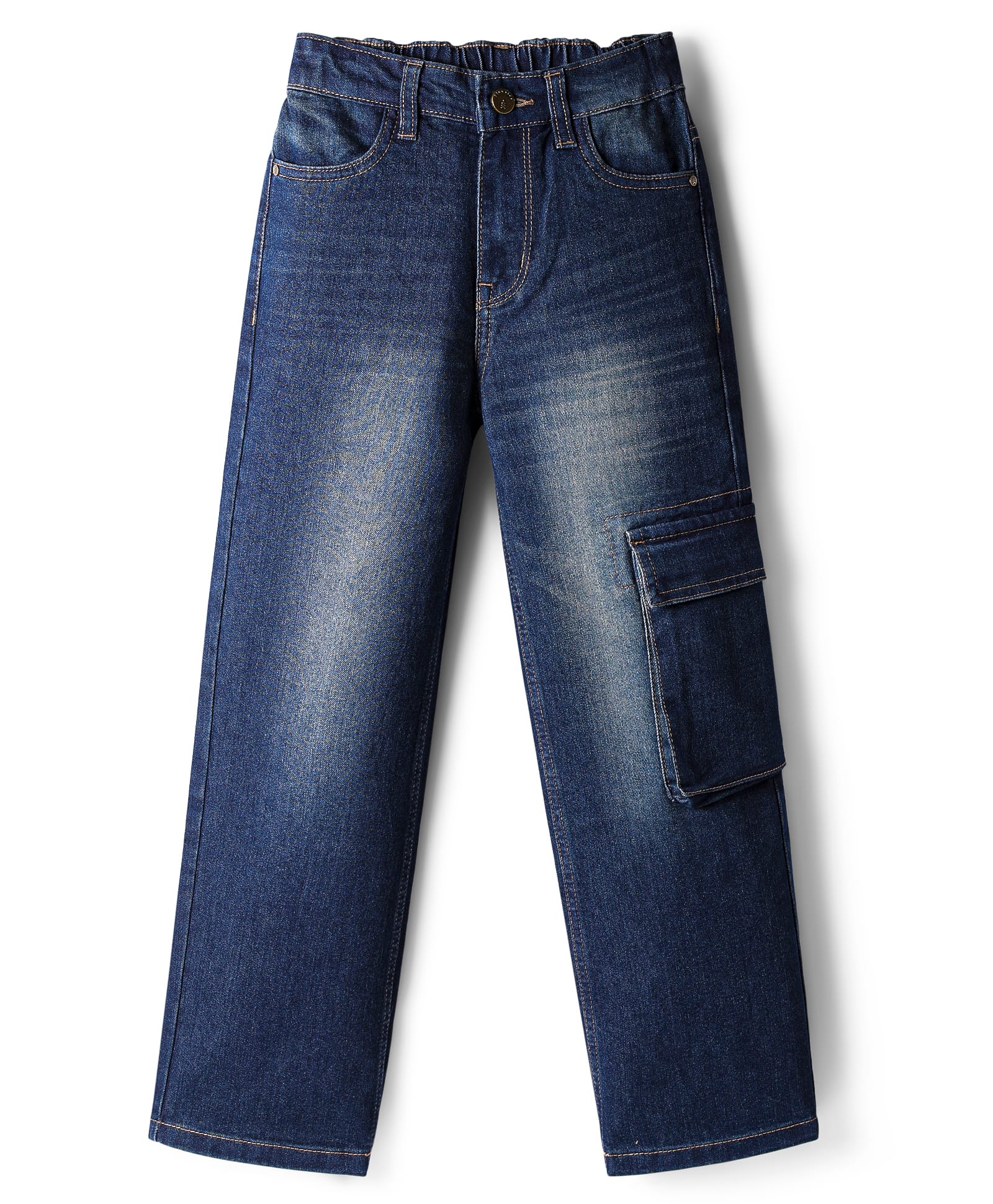 Pine Kids Denim Woven Full Length Washed Jeans With Pocket - Navy Blue-picture-15