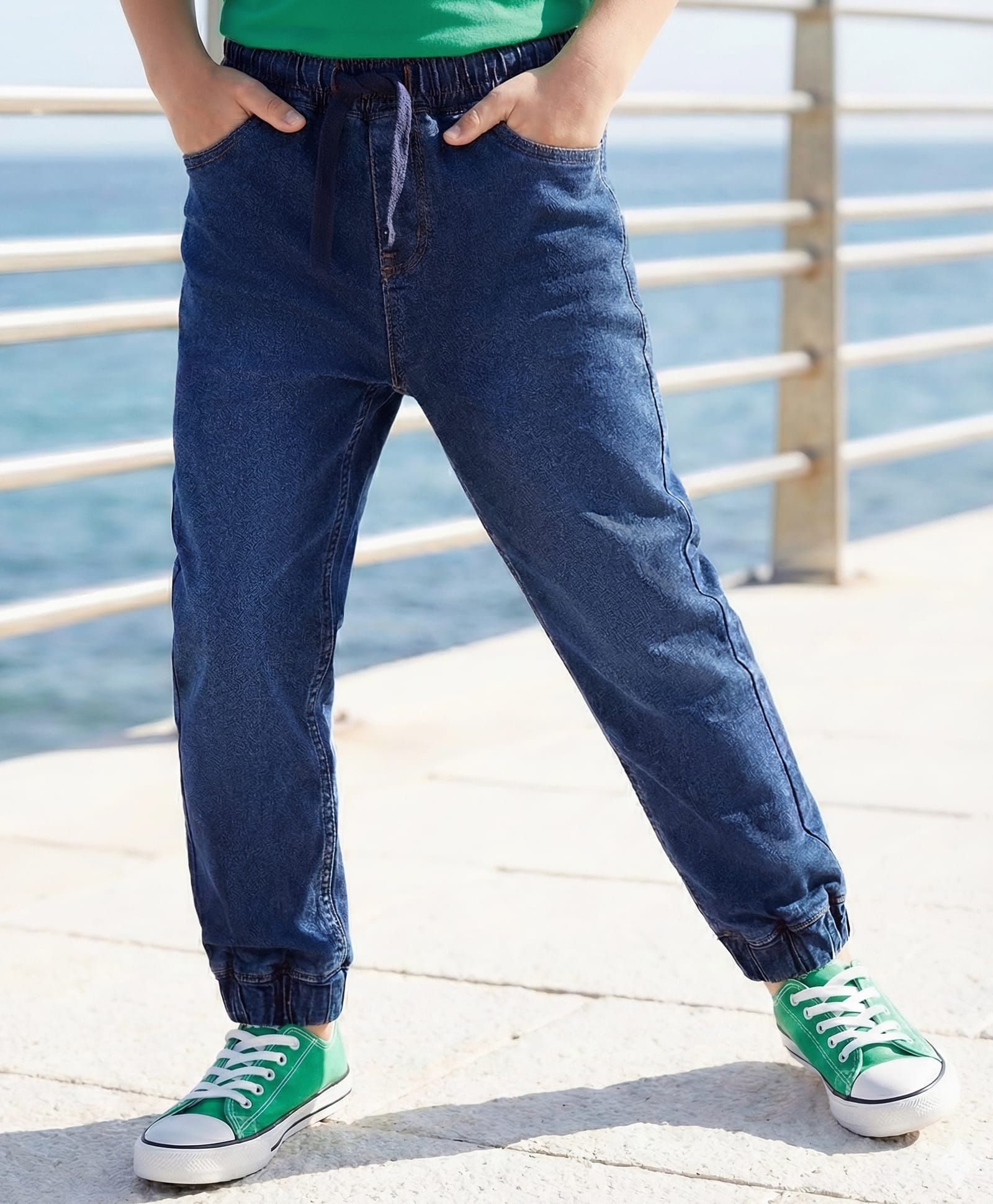 Pine Kids Denim Woven Full Length Washed Jeans - Navy Blue-picture-33