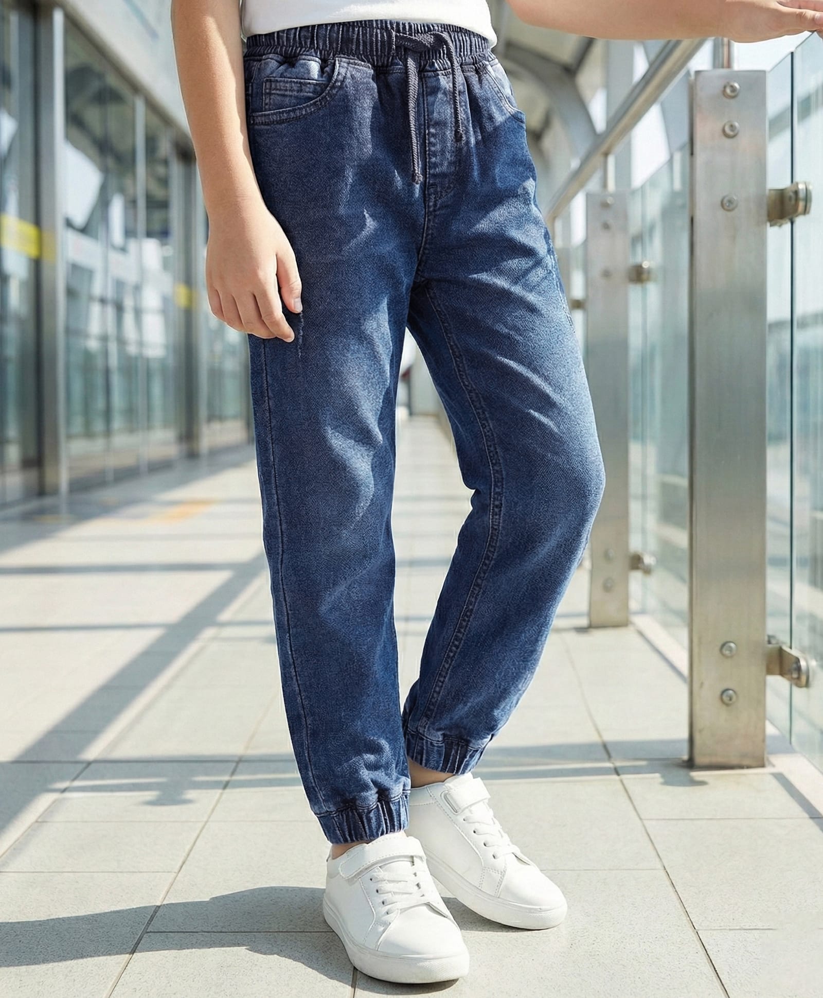 Pine Kids Denim Woven Full Length Washed Jeans - Blue-picture-22
