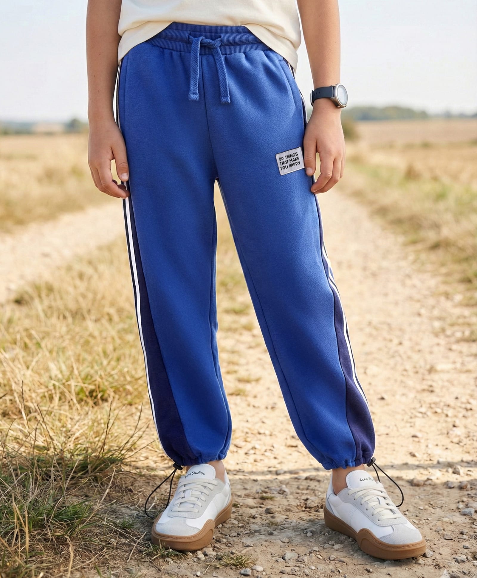 Pine Kids Knit Full Length Cut & Sew Track Pant with Tape Detailing - Blue-picture-25