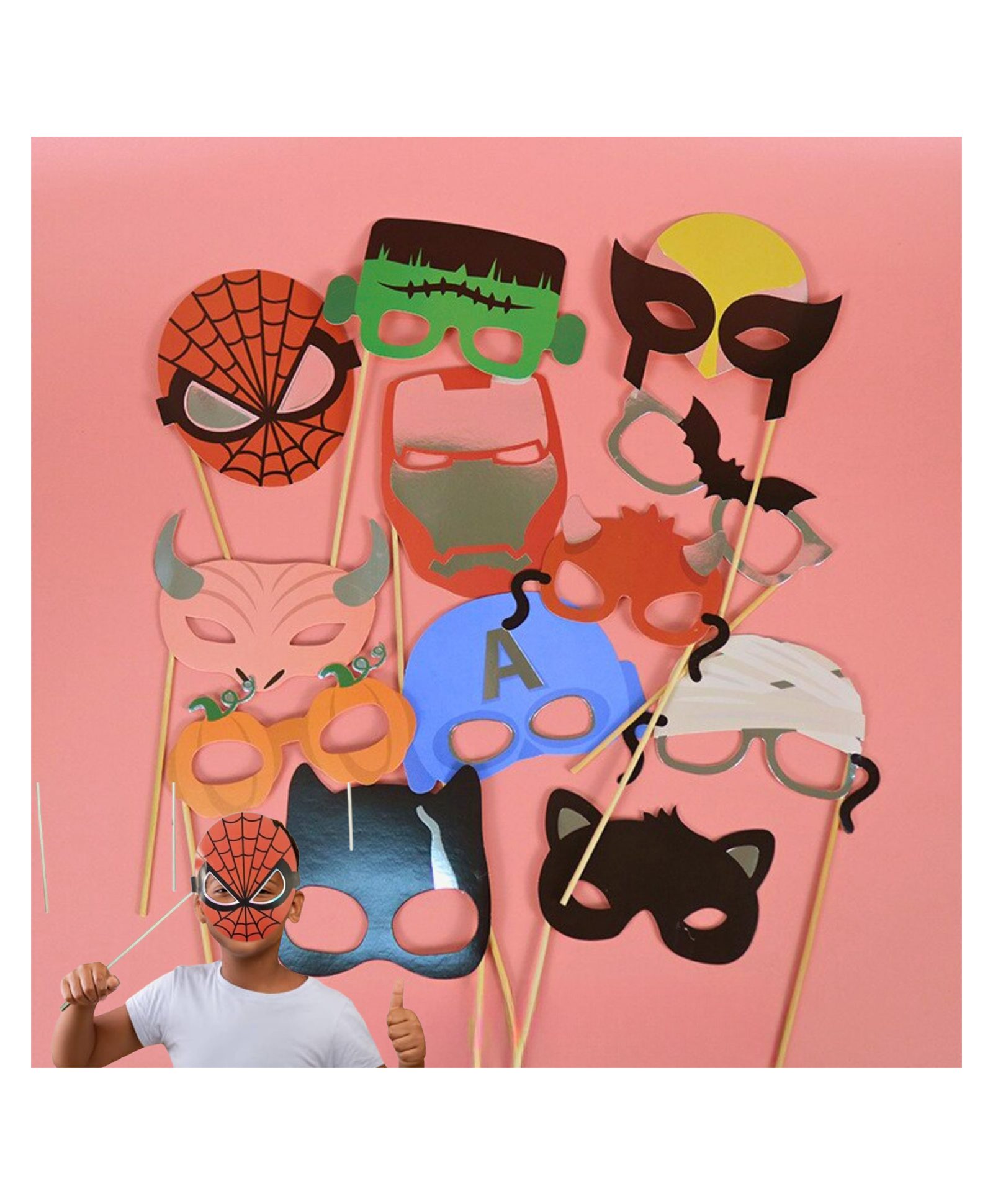 Birthday Popper Super Hero Avengers Themed Glossy Party Props (12 Pcs) Props for Boys Girls Kids Selfie Photo Booth,Birthday Party Supply-image-18