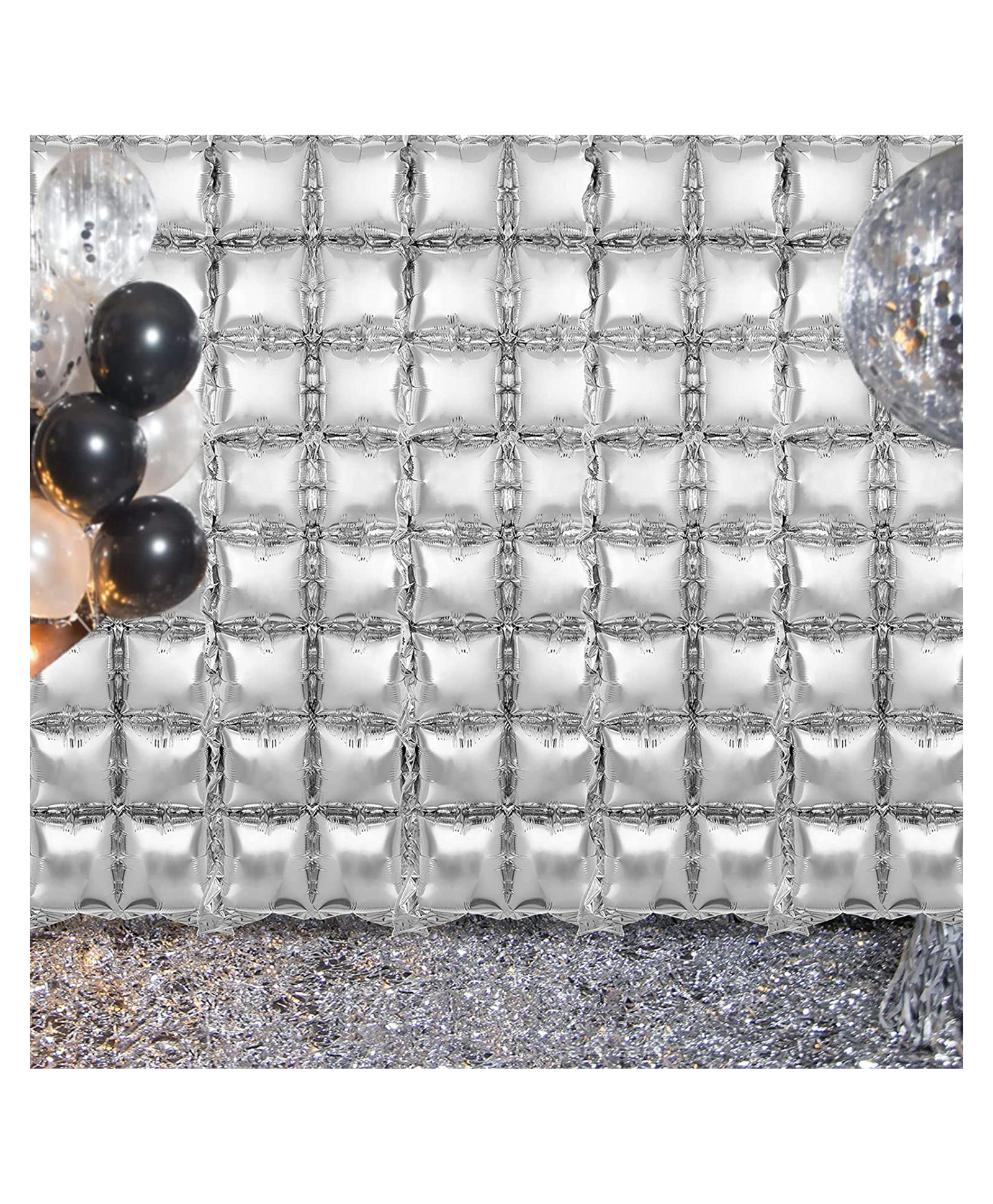 Birthday Popper Silver Backdrop Foil Balloon Cube Curtain (Set of 6)Marriage, Birthday, Anniversary, Baby Shower, Naming Ceremony & Photo Booth Decorations-picture-12