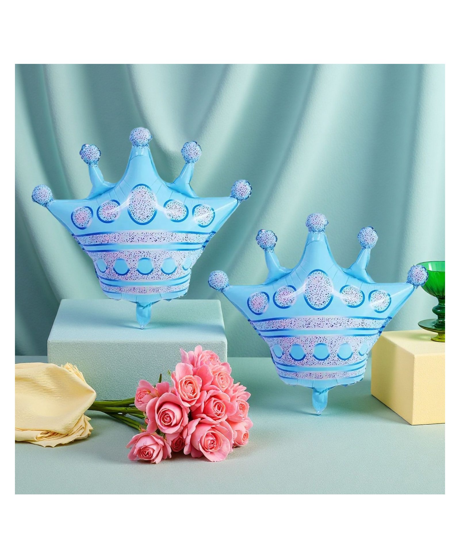 Birthday Popper Blue Crown Foil Balloon (Set of 2, 76x72 cm) Royal Prince-Themed Party Decoration, Perfect for Birthdays, Baby Showers, and Special Celebrations-picture-15