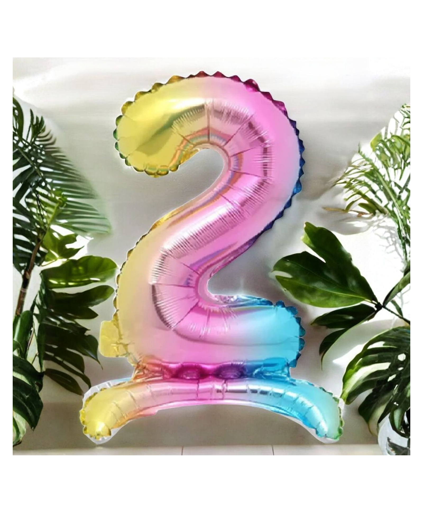 Birthday Popper Self Standing Rainbow Number 2 Foil Balloons for 2nd Birthday Decoration Items for Boys or Girls Anniversary, Baby Shower, Annual Day Celebrations-image-42