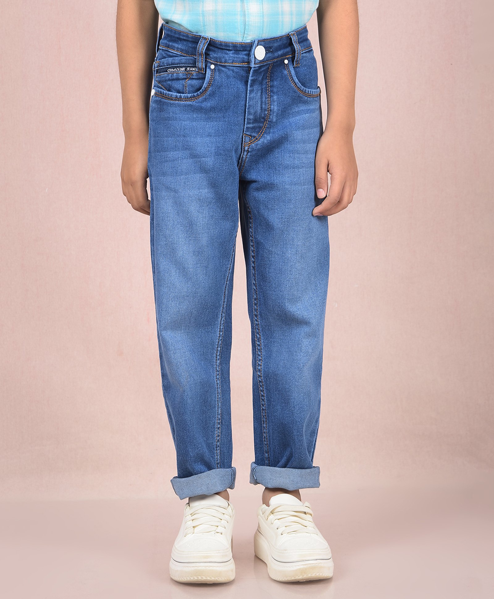 CRIMSOUNE CLUB Cotton Mild Washed Jeans - Blue-picture-19