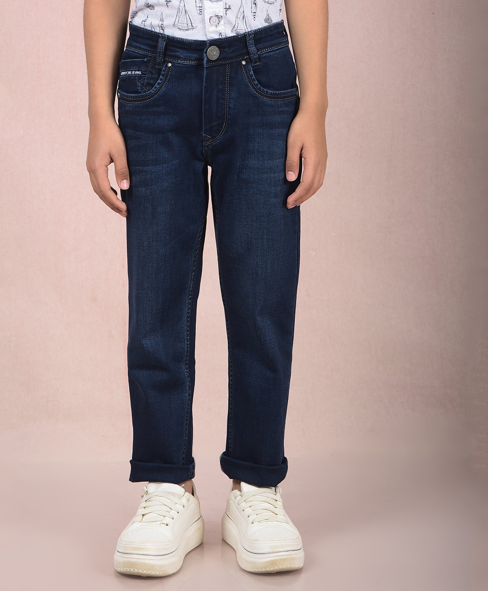 CRIMSOUNE CLUB Cotton Mild Washed Jeans - Blue-picture-23
