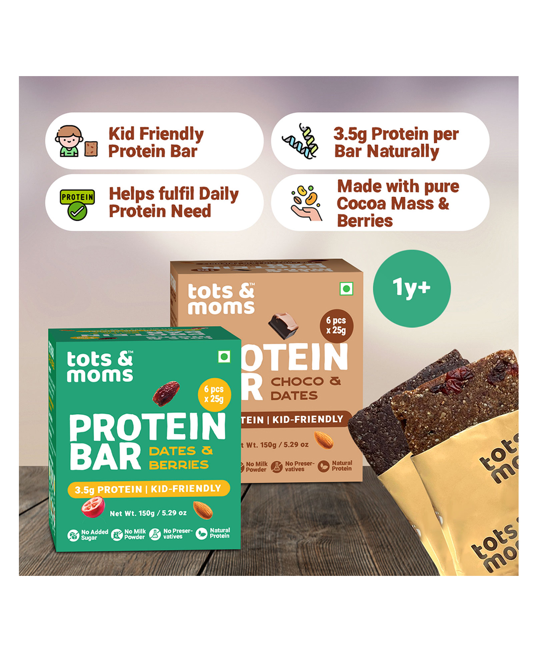 Tots & Moms Natural Protein Bars - Choco flavored Dates, Nuts & Cranberries, Pack of 2 | 3.5g Protein per Bar | Rich in Antioxidants & Fiber | Free from Refined Sugar & Preservatives | (25g X 6) 150g - Each-image-14