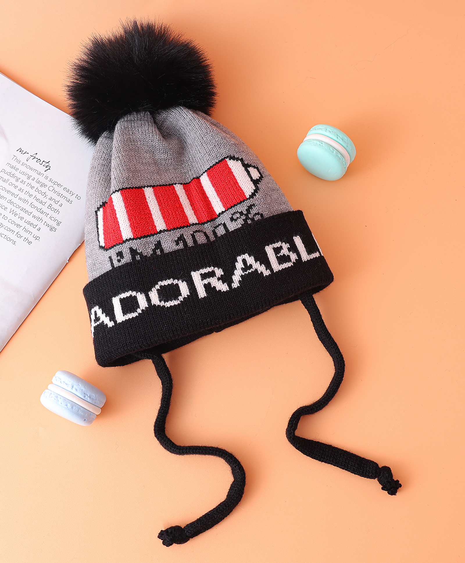 Babyhug Woolen Cap with Pom Pom & Adorable Text Design Grey - Diameter 13 cm-image-37