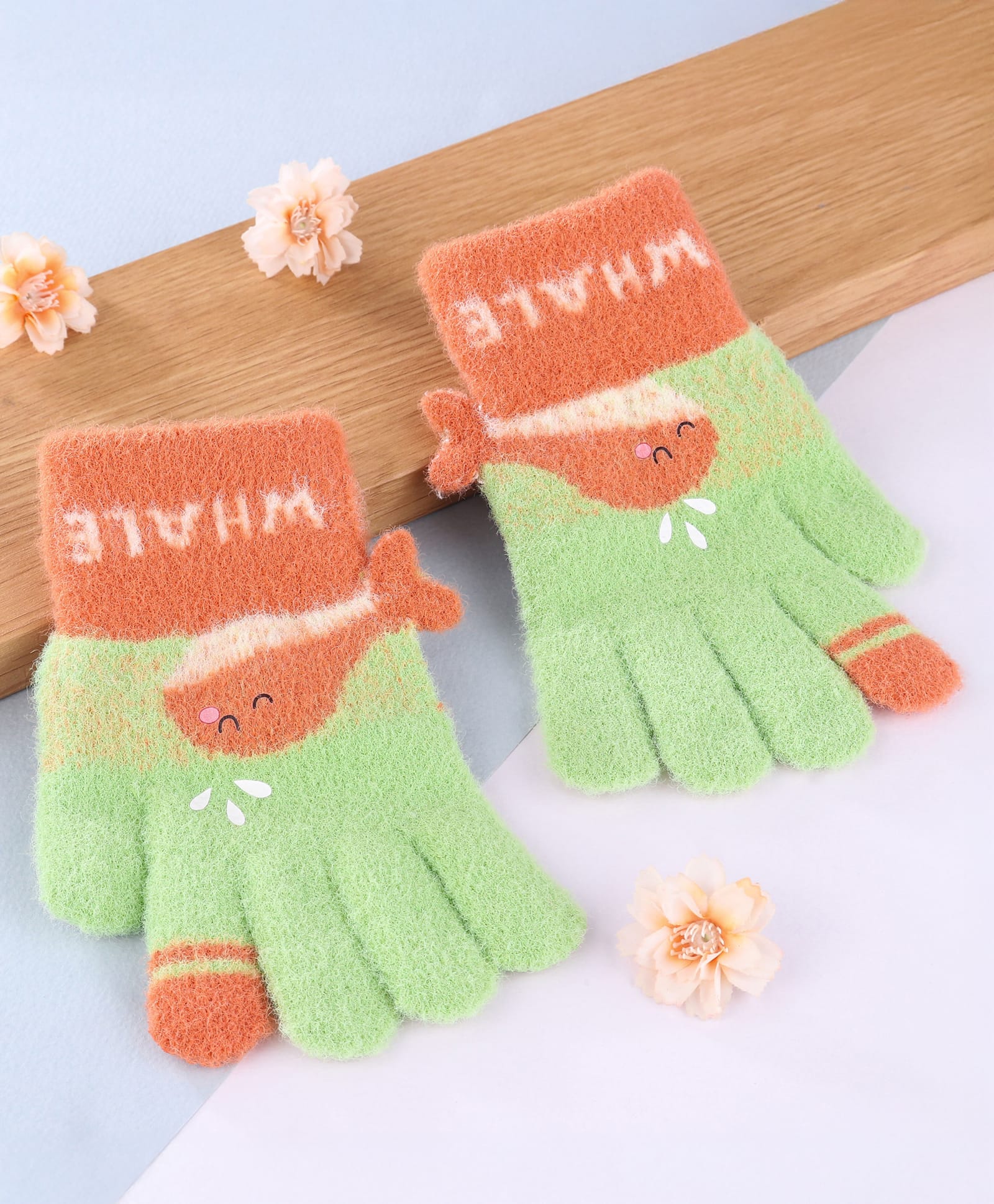 Babyhug Gloves with Whale Design & Applique - Light Green-image-47