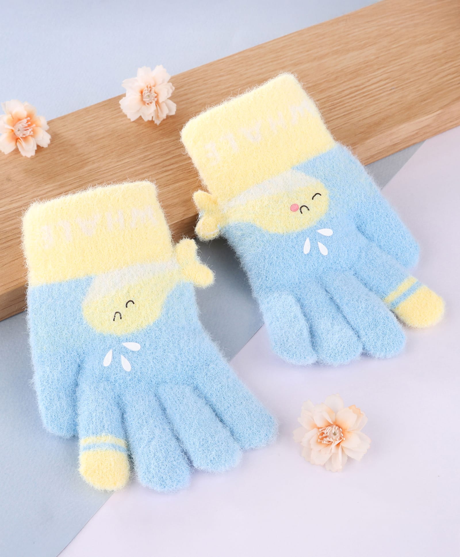 Babyhug Gloves with Whale Design & Applique - Light Blue-picture-15