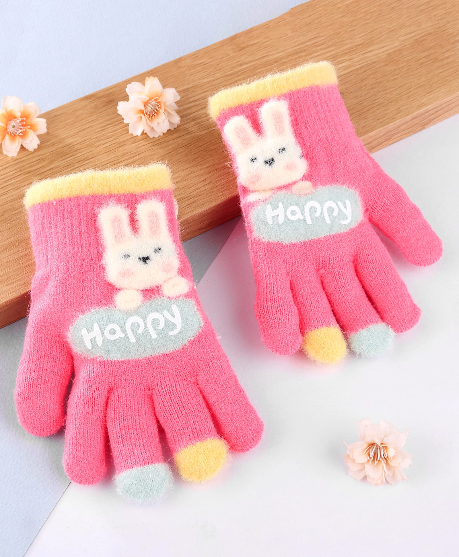 Babyhug Gloves with Bunny Applique - Fuchsia