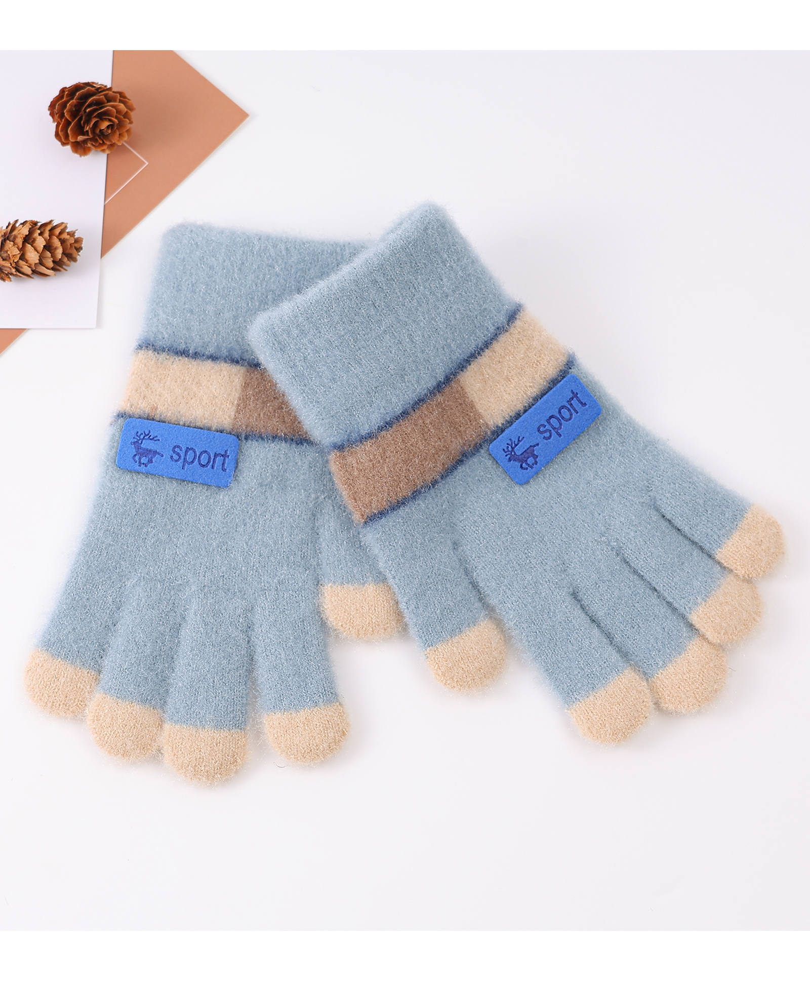 Pine Kids Gloves with Color Block Design - Light Blue-picture-25