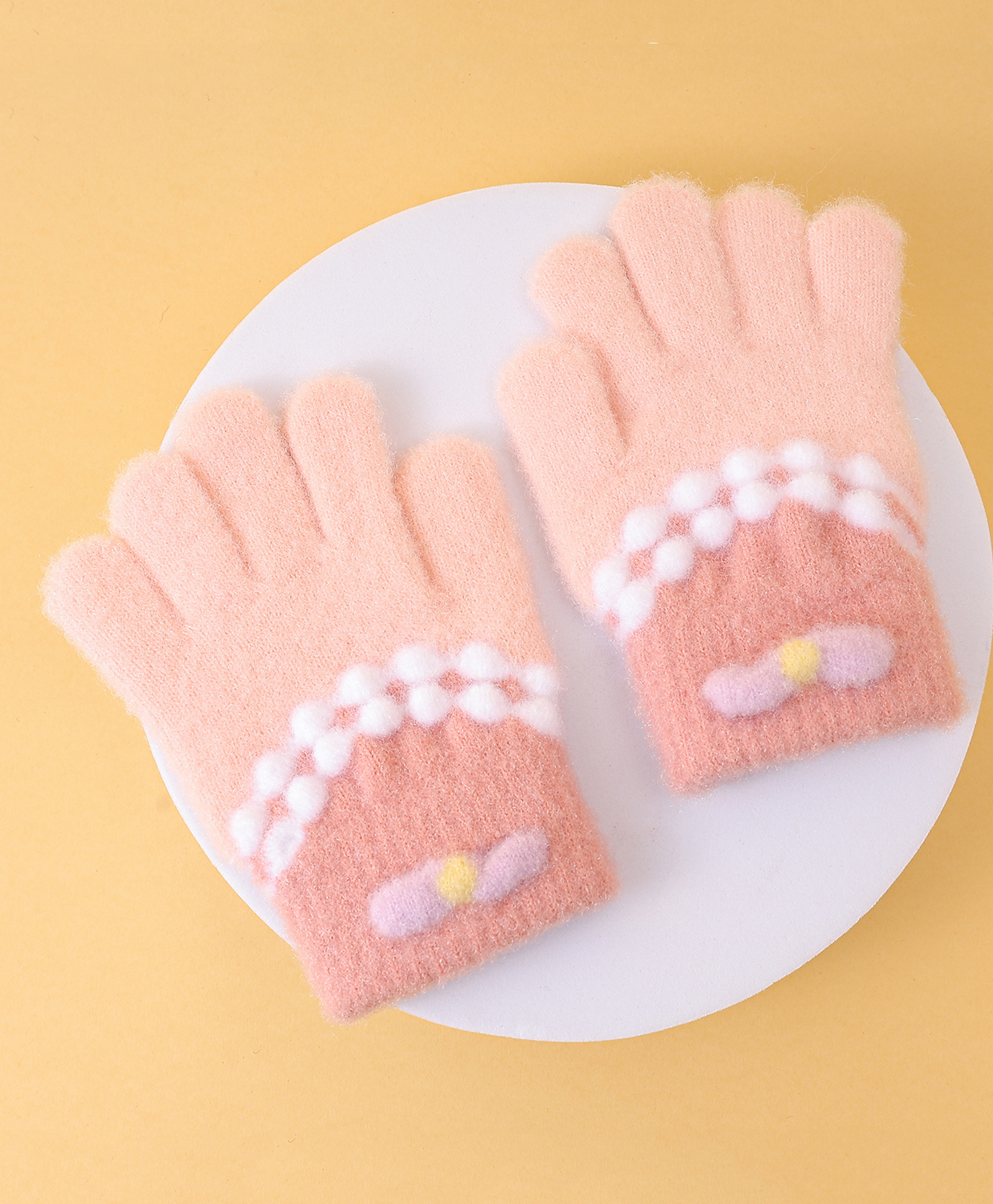 Babyhug Woollen Gloves With Design - Pink